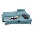 ECKSOFA in Webstoff Hellblau  257/165 cm  - Schwarz/Hellblau, Design, Kunststoff/Textil (257/165cm) - Xora