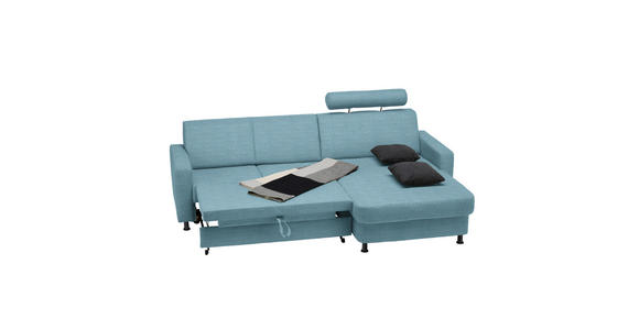 ECKSOFA in Webstoff Hellblau  257/165 cm  - Schwarz/Hellblau, Design, Kunststoff/Textil (257/165cm) - Xora