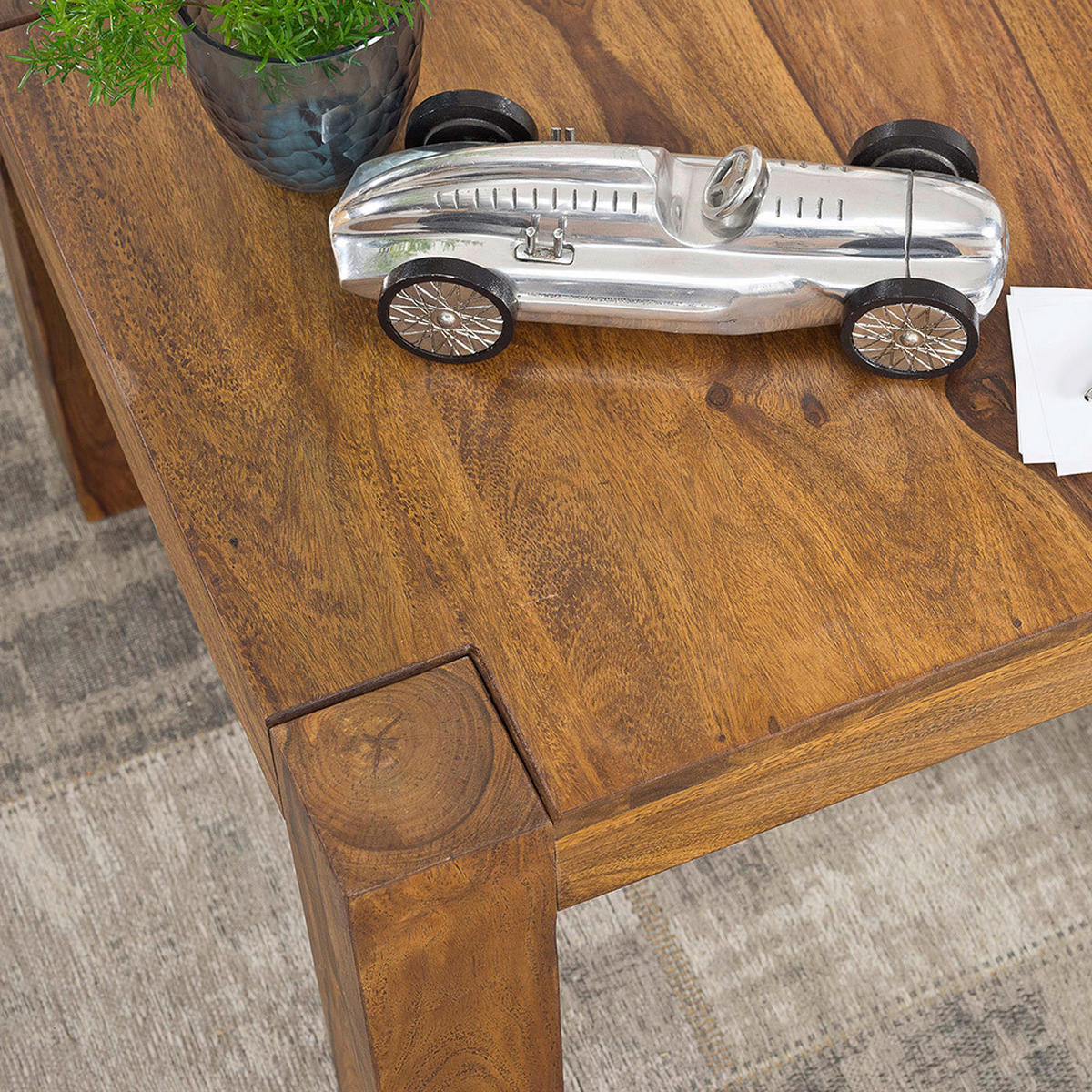 COUCHTISCH Sheesham massiv 60/60/40 cm quadratisch Sheeshamfarben  - Sheeshamfarben, Design, Holz (60/60/40cm) - MID.YOU