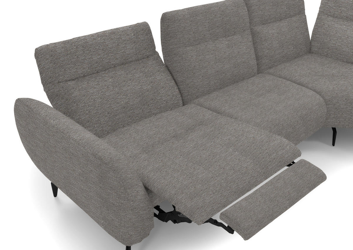 ECKSOFA in Webstoff Hellgrau  - Hellgrau/Schwarz, Design, Textil/Metall (290/223cm) - Moderano
