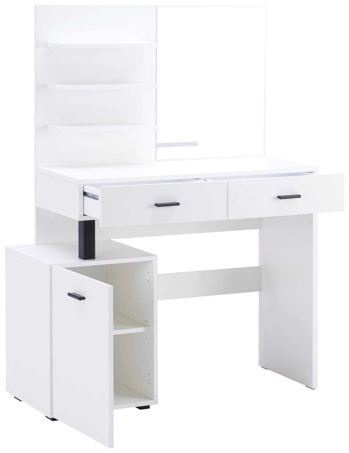 KOZMETIČNA MIZA leseni material  - črna/bela, Moderno, umetna masa/leseni material (109,4/144,5/41,7cm) - Carryhome