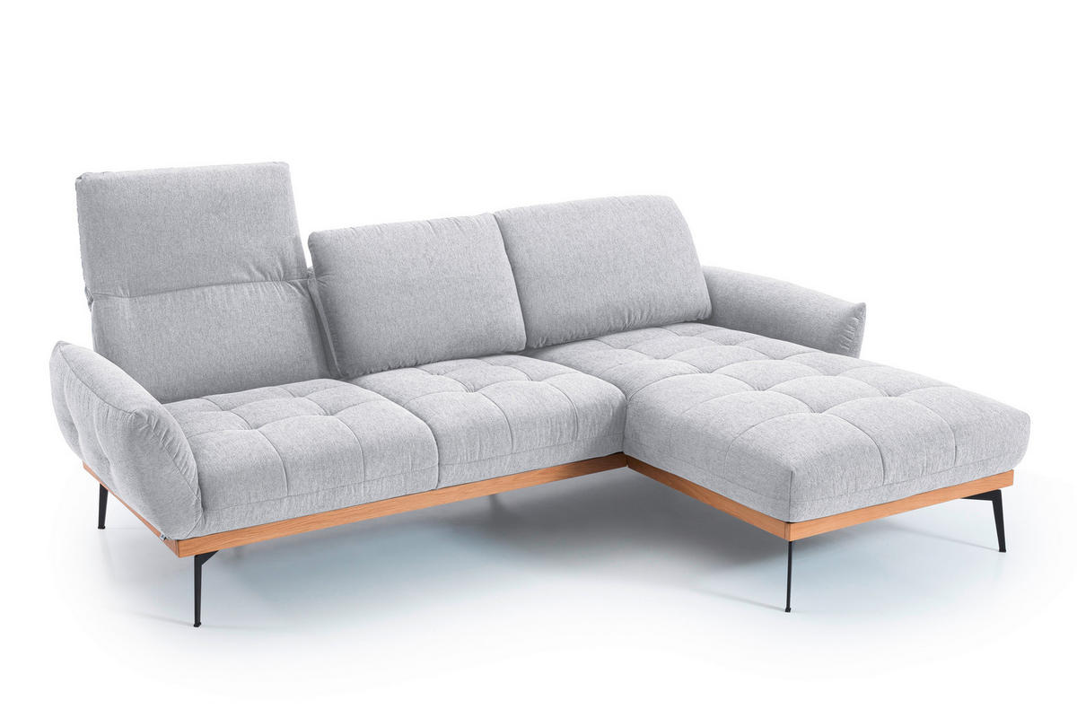 ECKSOFA in Flachgewebe Creme  - Creme/Schwarz, Design, Holz/Textil (245/171-185cm) - Stylife