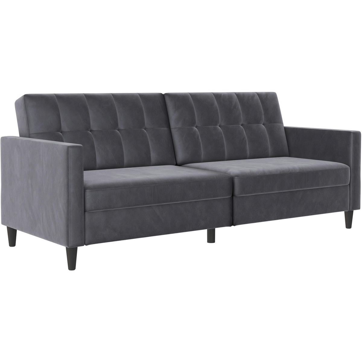 SCHLAFSOFA HANNOVER in Samt Anthrazit Vintage, Skandinavisch, Modern  - Anthrazit/Schwarz, Basics, Kunststoff/Textil (203/82/83cm) - Livetastic