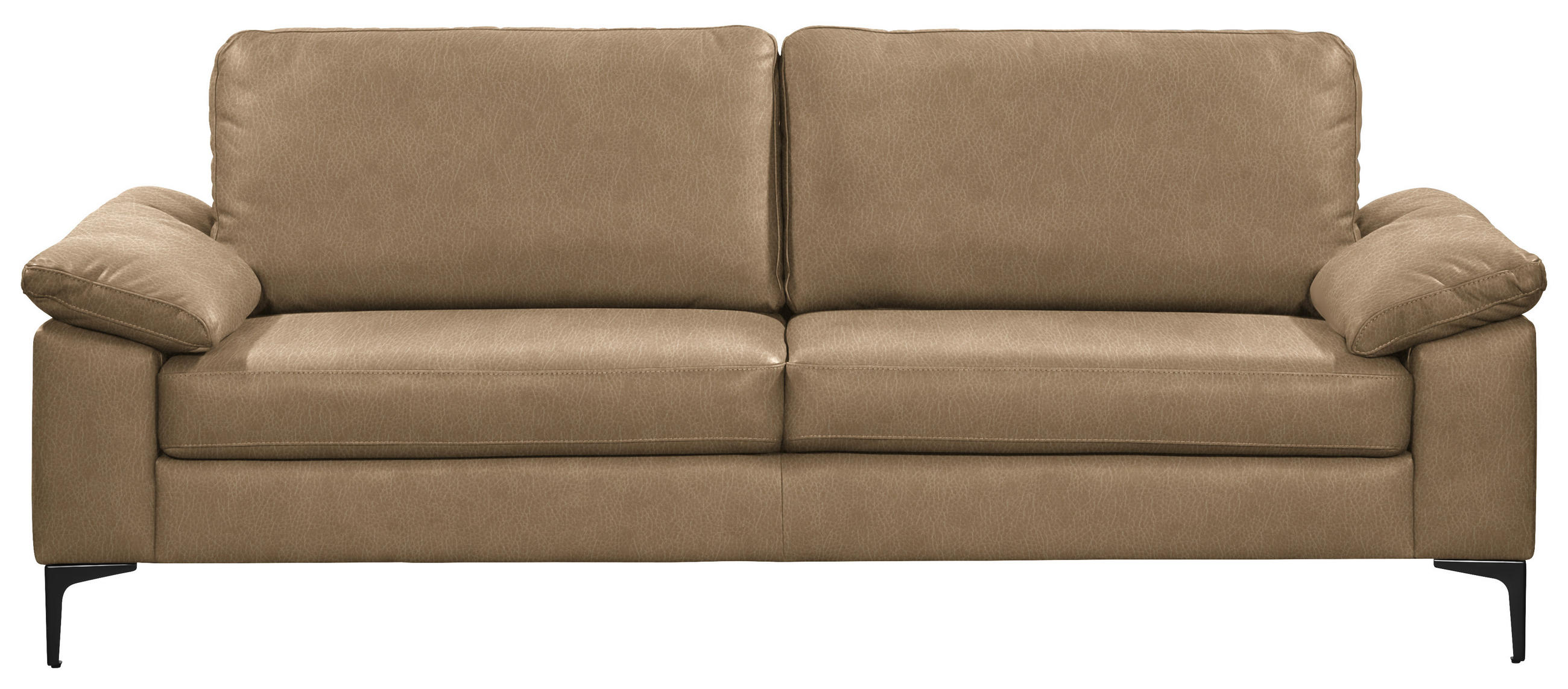 2,5-SITZER  in Echtleder Honig   - Schwarz/Honig, Design, Leder/Metall (204/83/97cm) - Schöner Wohnen