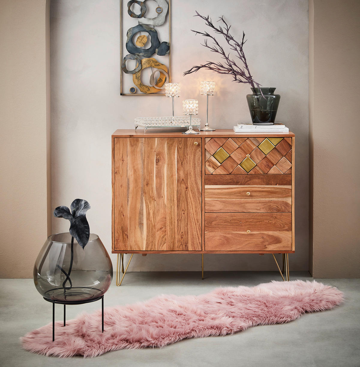 KUNSTFELL 60/180 cm Rosa  - Rosa, Basics, Textil/Fell (60/180cm) - Ambia Home