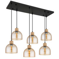 HÄNGELEUCHTE Swanson 105/36 cm  - Bernsteinfarben/Schwarz, Design, Glas/Holz (105/36cm) - Globo