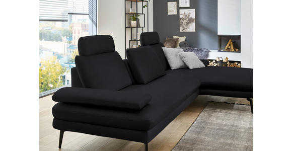 ECKSOFA in Echtleder Anthrazit 310/180 cm - Anthrazit/Schwarz, Design, Leder/Metall (310/180cm) - Dieter Knoll