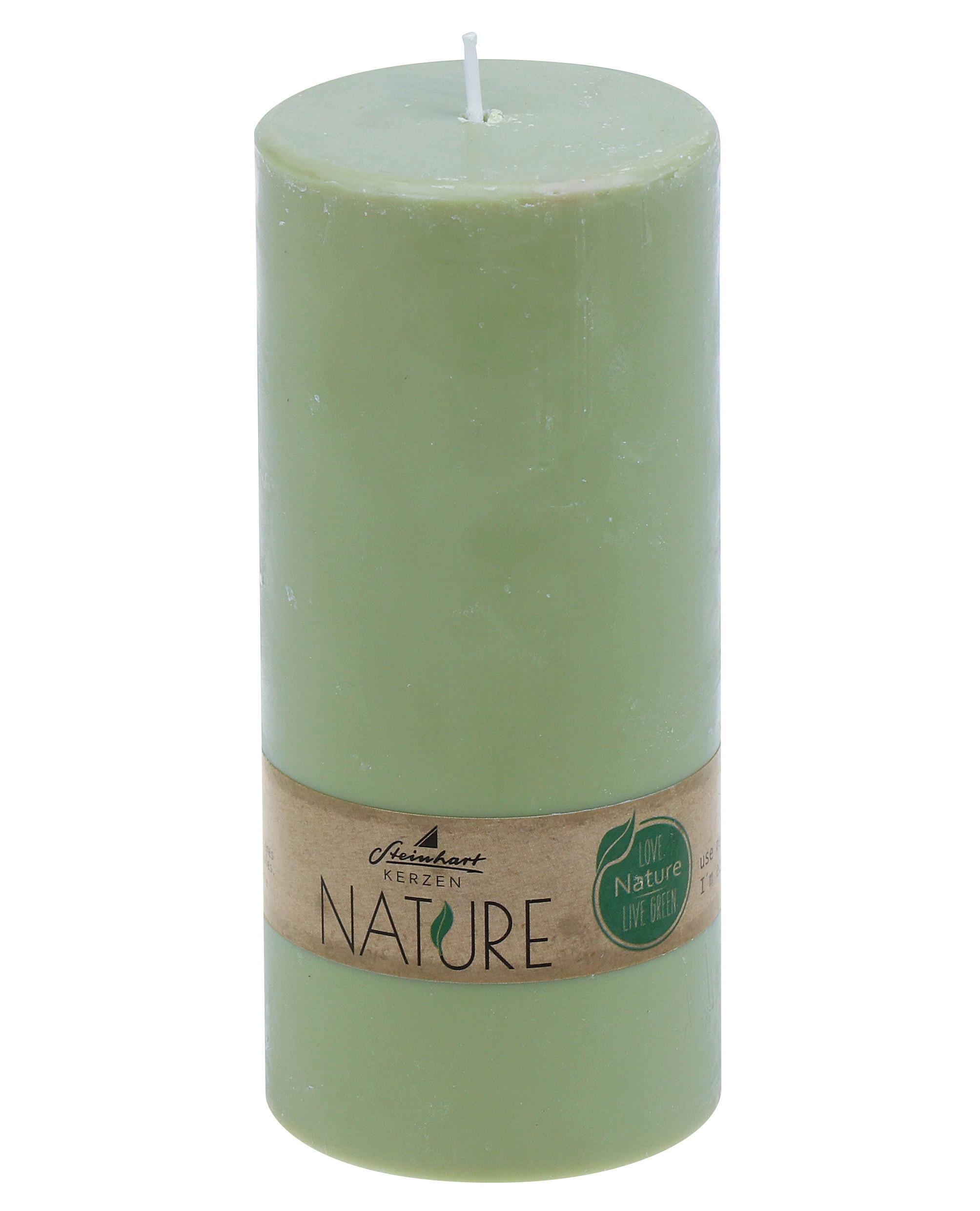 STUMPENKERZE  - Salbeigrün, Basics, Naturmaterialien (6,8/15cm)
