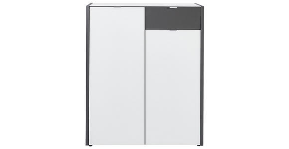 SCHUHSCHRANK Graphitfarben, Weiß - Alufarben/Schwarz, Design, Glas/Holzwerkstoff (91/110/40cm) - Voleo