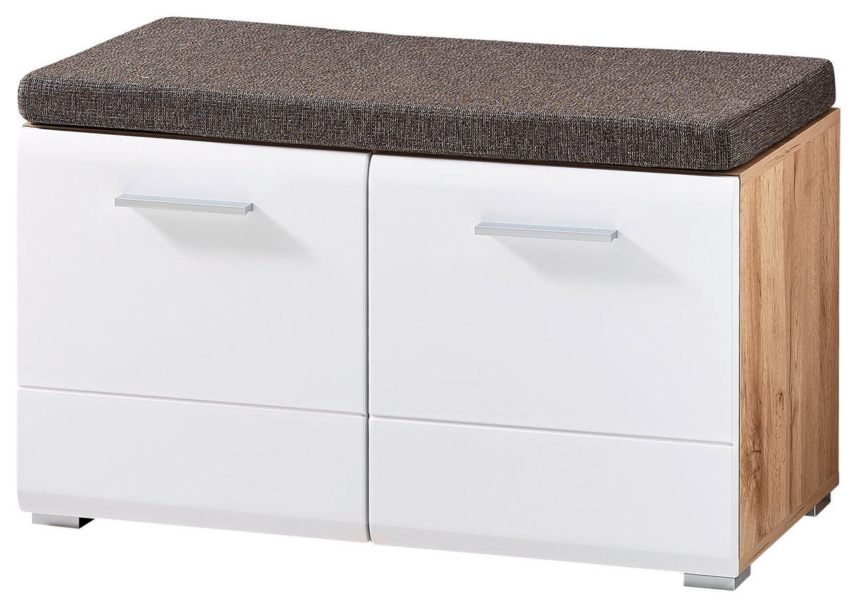 GARDEROBE 7-teilig  in 270/201/37 cm  - Eichefarben/Weiß, KONVENTIONELL, Holzwerkstoff/Textil (270/201/37cm) - Voleo