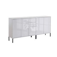 SIDEBOARD Mailand Set 10 + MF  in 184,5/86/33 cm  - Weiß Hochglanz/Anthrazit, MODERN, Holzwerkstoff/Metall (184,5/86/33cm) - MID.YOU