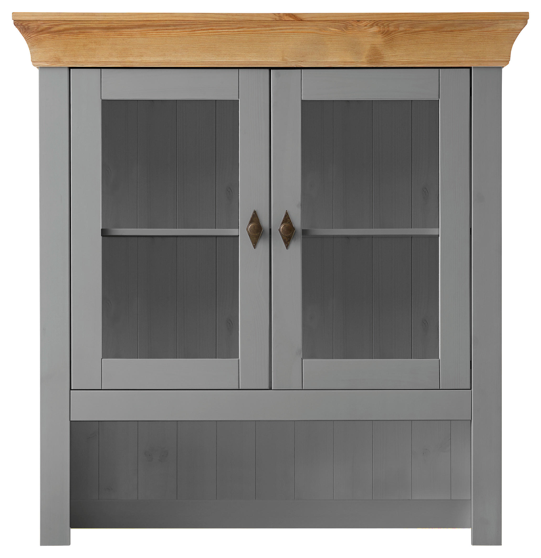 BUFFETAUFSATZ - Laugenfarbig/Grau, ROMANTIK / LANDHAUS, Glas/Holz (108/112/32cm) - Boxxx