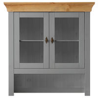 BUFFETAUFSATZ - Laugenfarbig/Grau, ROMANTIK / LANDHAUS, Glas/Holz (108/112/32cm) - Boxxx