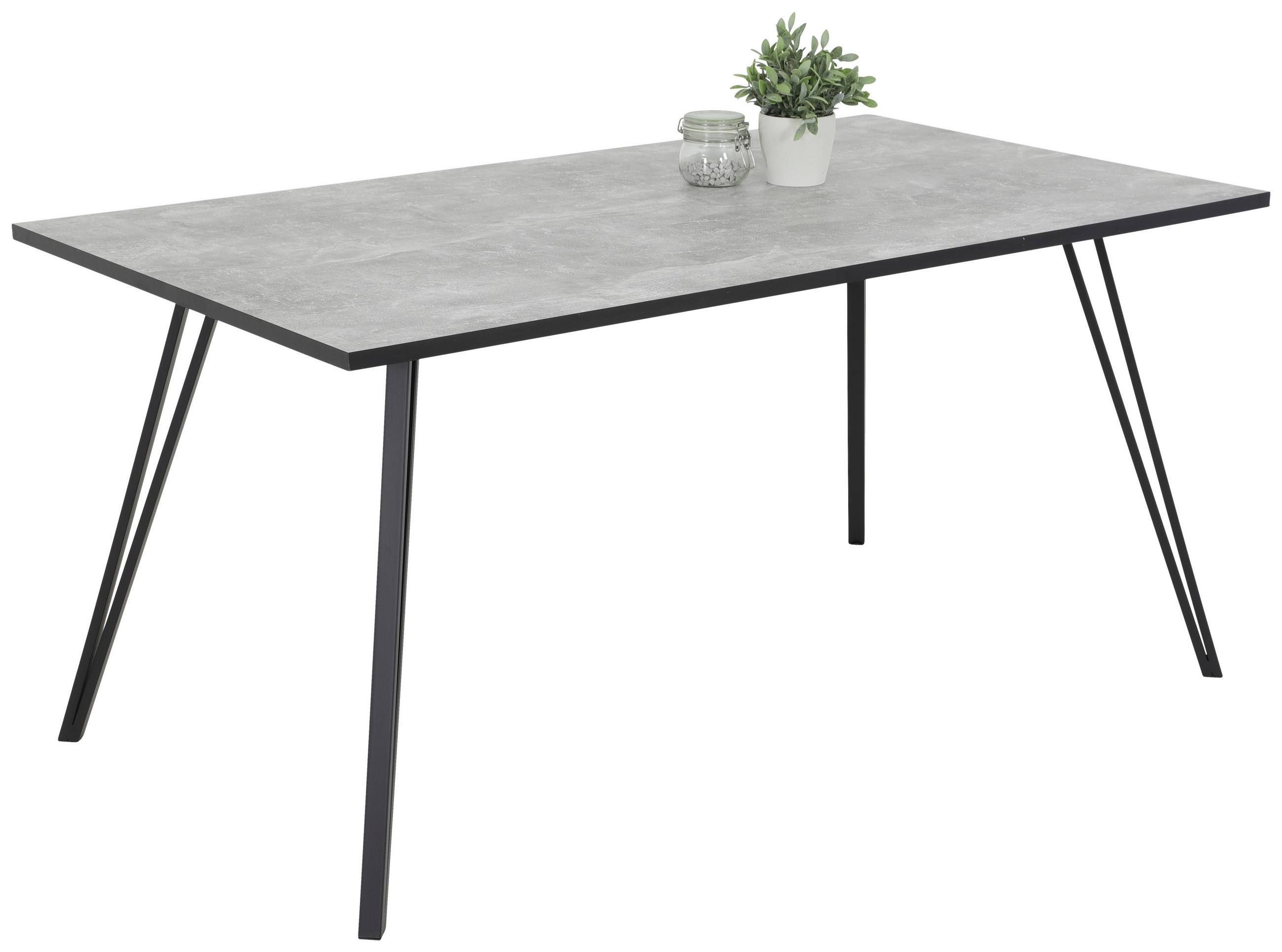 ESSTISCH rechteckig Grau, Schwarz  - Schwarz/Grau, KONVENTIONELL, Holzwerkstoff/Metall (160/90/77cm) - Carryhome