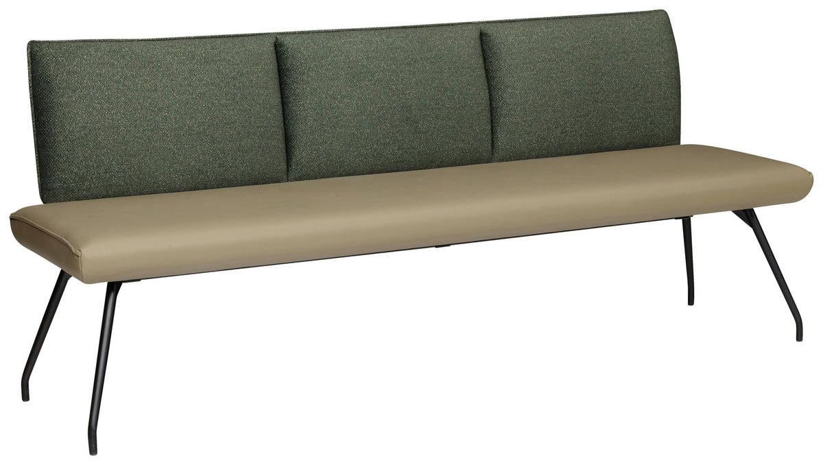 SITZBANK 200/88/62 cm  in Grün, Olivgrün  - Schwarz/Olivgrün, Design, Textil/Metall (200/88/62cm) - Moderano