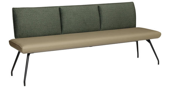 SITZBANK 140/88/62 cm  in Grün, Olivgrün  - Schwarz/Olivgrün, Design, Textil/Metall (140/88/62cm) - Moderano