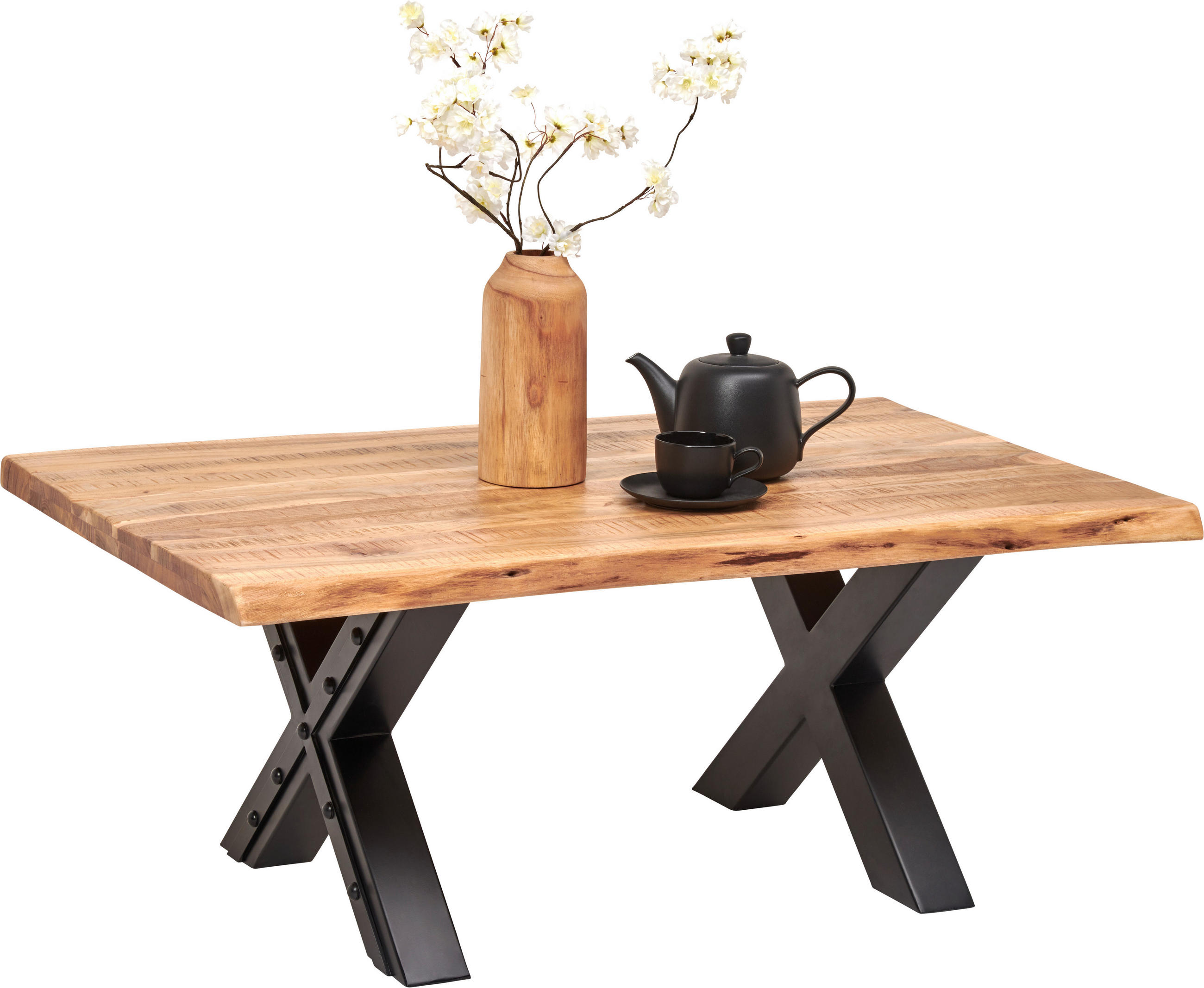 Ambia Home KONFERENČNÍ STOLEK, přírodní barvy, černá, dřevo, kov, 115/70/45 cm