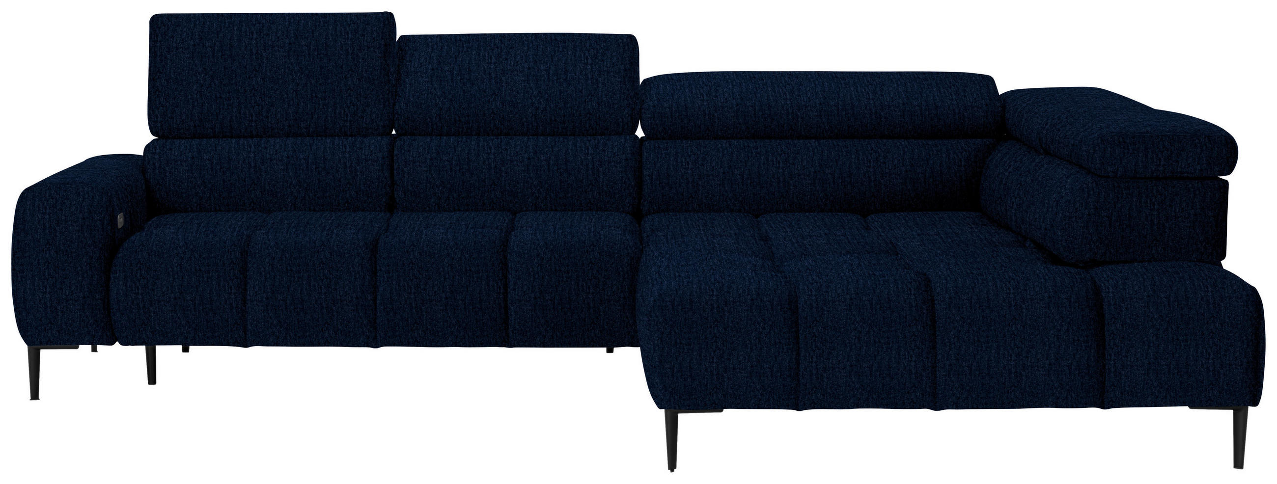 ECKSOFA in Samt, Webstoff Dunkelblau  - Schwarz/Dunkelblau, Design, Textil/Metall (300/216cm) - Welnova