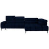 ECKSOFA Dunkelblau Samt, Webstoff  - Schwarz/Dunkelblau, Design, Textil/Metall (300/216cm) - Welnova