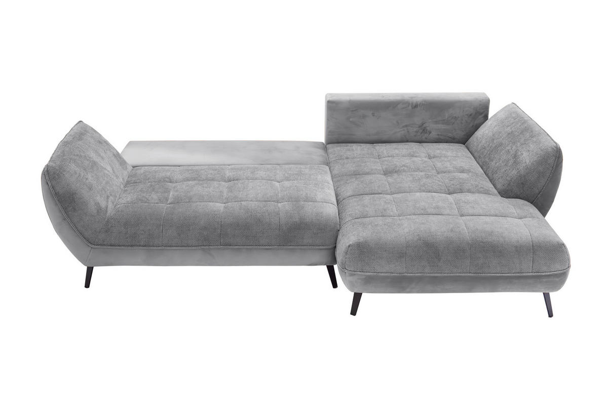 ECKSOFA in Struktur Grau, Hellgrau  282/187 cm  - Hellgrau/Schwarz, Design, Textil/Metall (282/187cm) - Livetastic