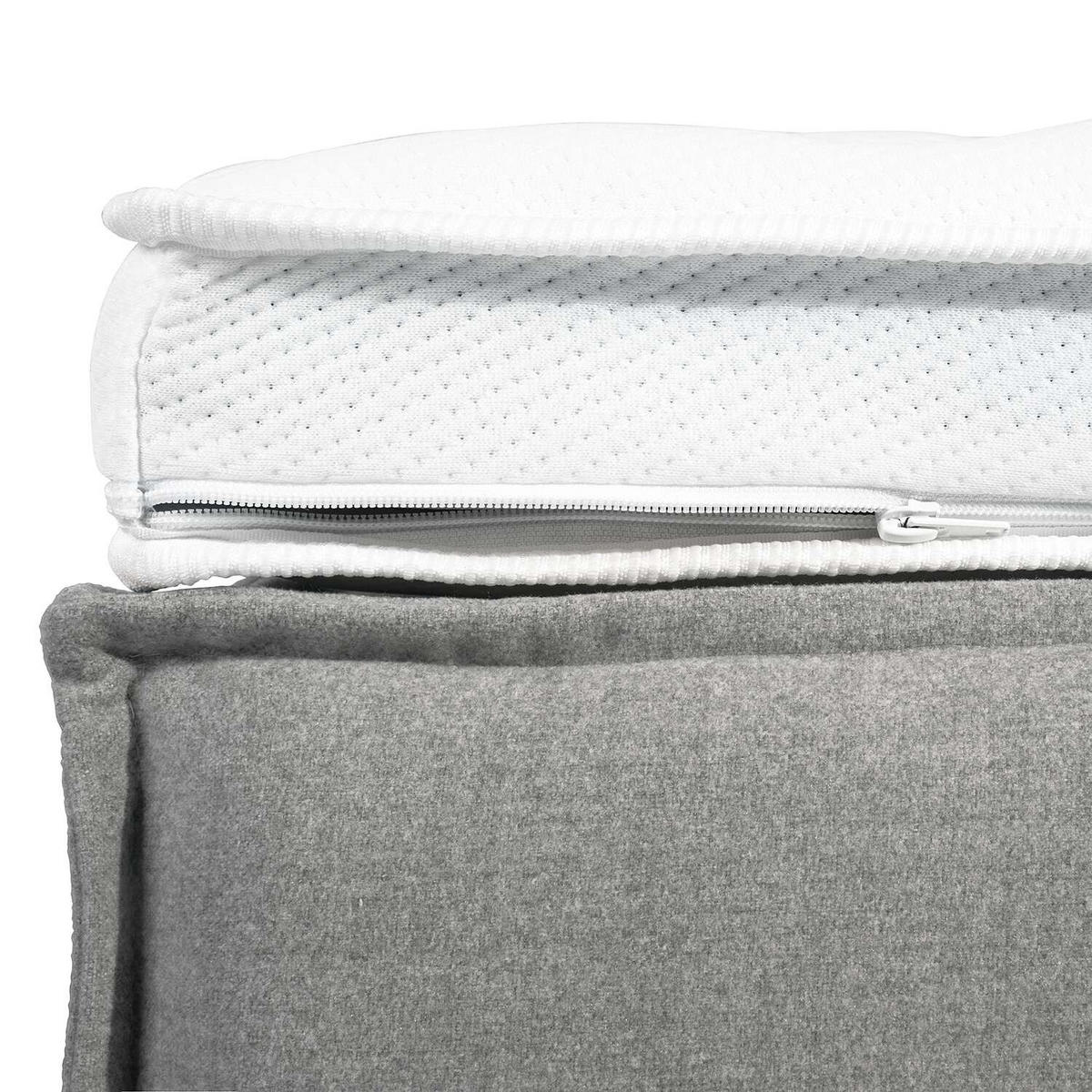 BOXSPRINGBETT 200/200 cm  in Hellgrau  - Hellgrau/Schwarz, Design, Textil (200/200cm) - home24