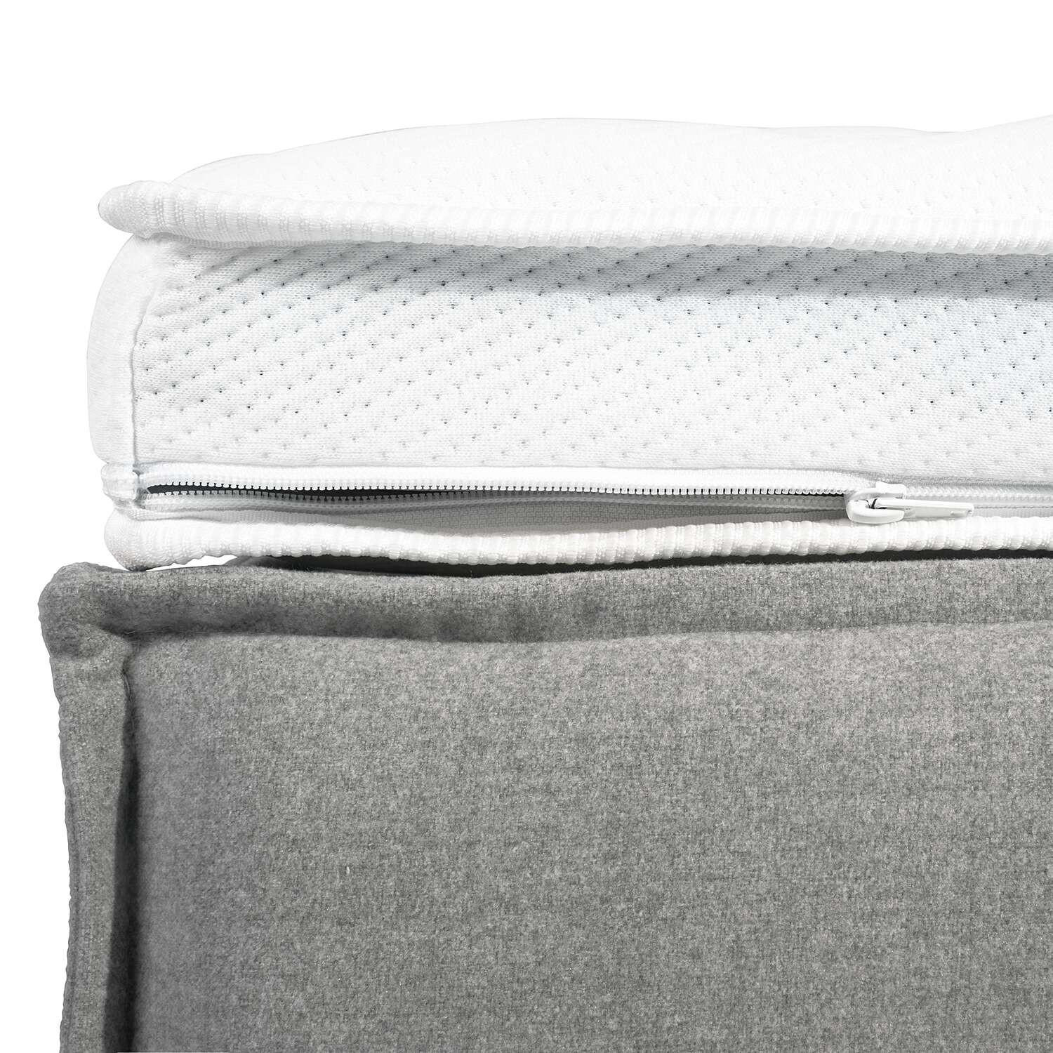 Thumbnail - home24 Boxspringbett, Hellgrau, Textil, H3, 7-Zonen, Höhe ca. 24 cm, 180x200 cm, gepolstertes Kopfteil, Topper durchgehe...