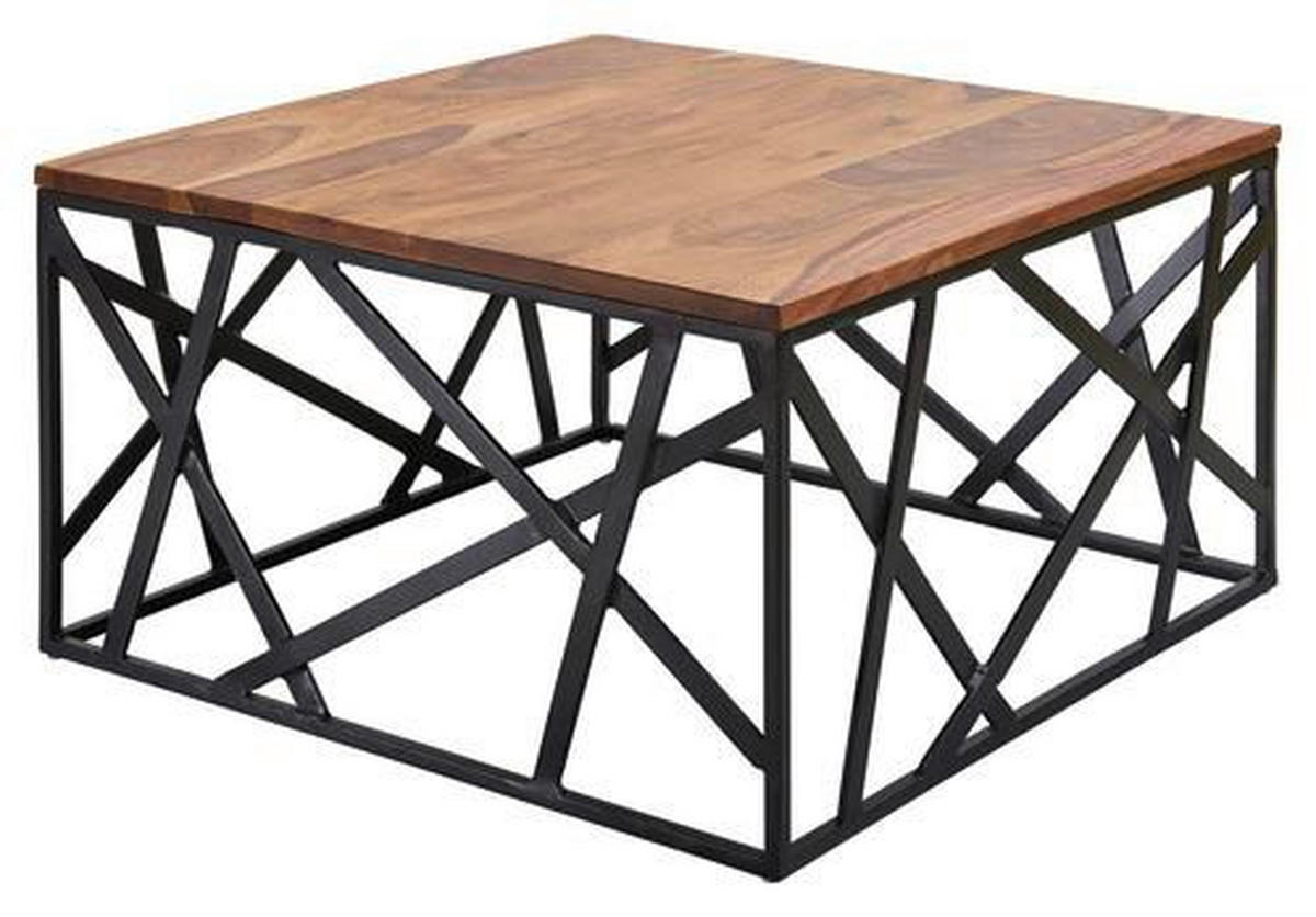 COUCHTISCH Sheesham massiv 60/60/35 cm quadratisch Sheeshamfarben  - Sheeshamfarben/Schwarz, Design, Holz/Metall (60/60/35cm) - MID.YOU