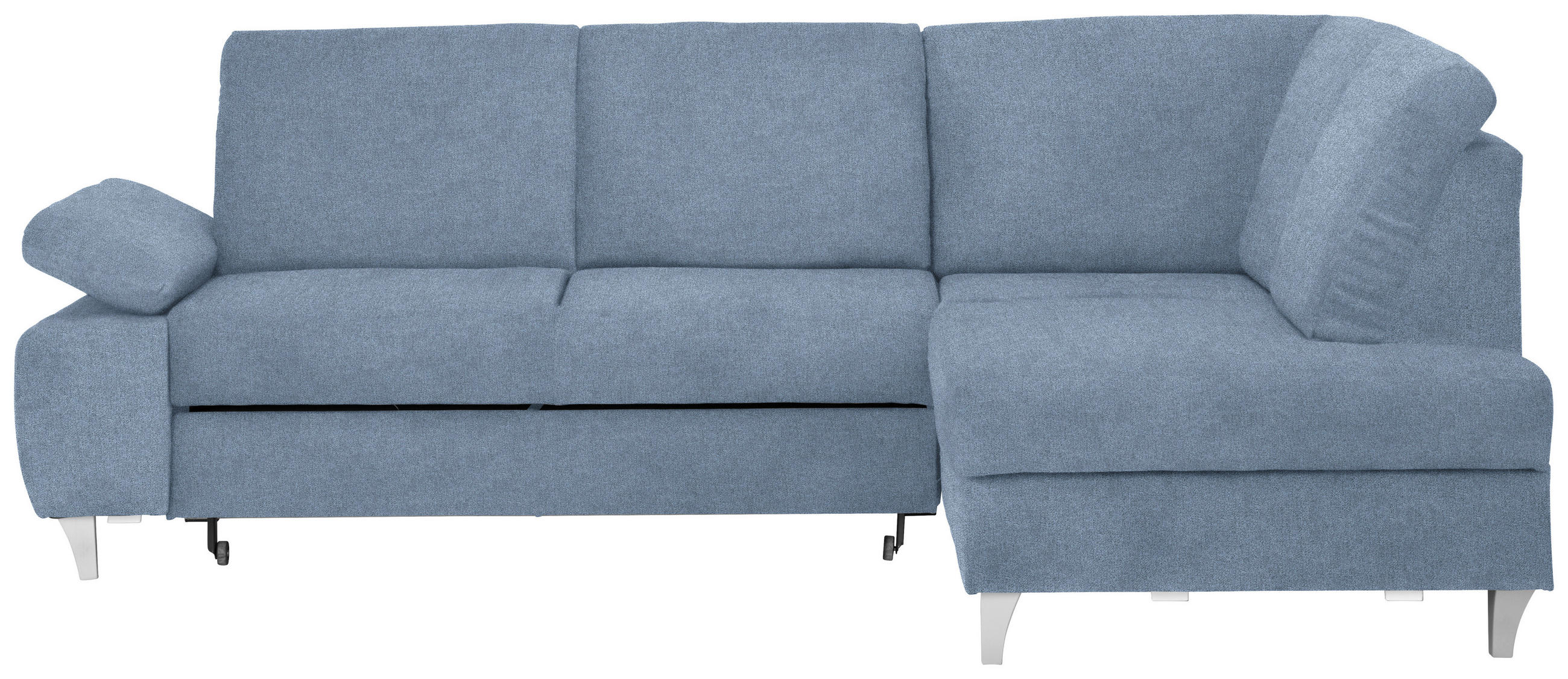 ECKSOFA in Flachgewebe Blau  - Blau/Silberfarben, Konventionell, Holz/Textil (255/186cm) - Cantus