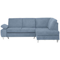 ECKSOFA in Flachgewebe Blau  - Blau/Silberfarben, Konventionell, Holz/Textil (255/186cm) - Cantus