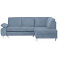 ECKSOFA in Flachgewebe Blau  - Blau/Silberfarben, KONVENTIONELL, Holz/Textil (255/186cm) - Cantus