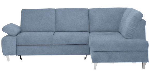 ECKSOFA in Flachgewebe Blau  - Blau/Silberfarben, KONVENTIONELL, Holz/Textil (255/186cm) - Cantus