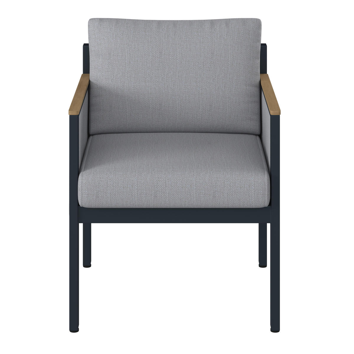 KŘESLO NA TERASU, dřevo, kov, textil - šedá/barvy teak, Design, kov/dřevo (61,5/73/65cm) - Amatio