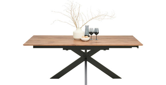 ESSTISCH in Holz, Metall 200-285/100/75 cm  - Nussbaumfarben/Schwarz, Natur, Holz/Metall (200-285/100/75cm) - Linea Natura