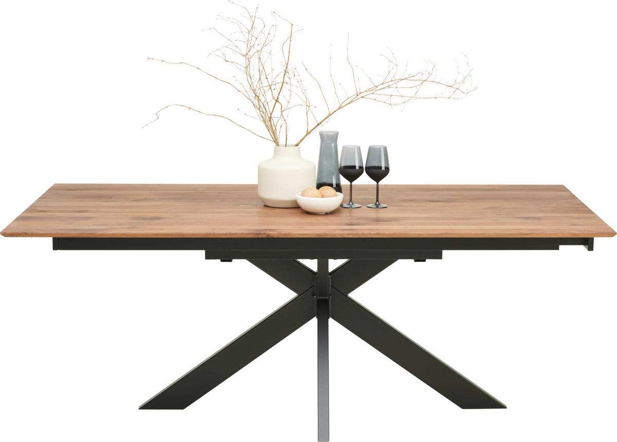 ESSTISCH in Holz, Metall 200-285/100/75 cm  - Nussbaumfarben/Schwarz, Natur, Holz/Metall (200-285/100/75cm) - Linea Natura