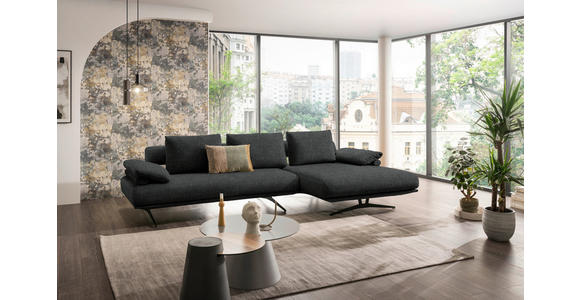 ECKSOFA in Chenille Anthrazit 334/168 cm - Anthrazit/Schwarz, Design, Textil/Metall (334/168cm) - Dieter Knoll