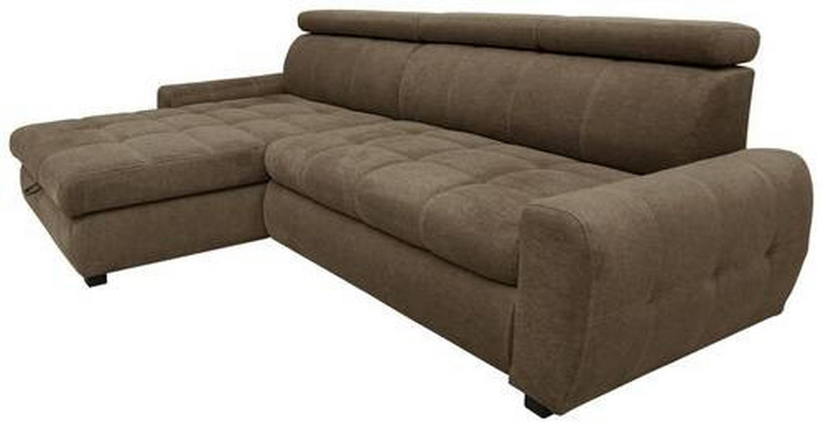 ECKSOFA inkl.Funktionen Hellbraun Webstoff  - Hellbraun/Schwarz, Design, Kunststoff/Textil (276/173cm) - Stylife