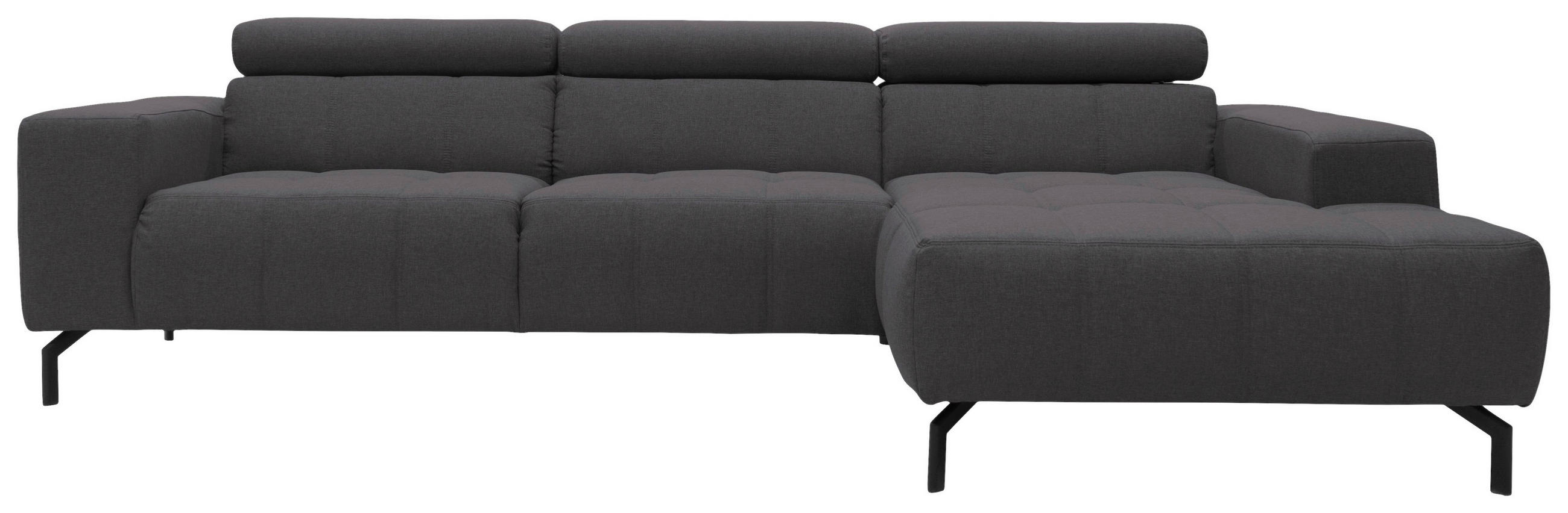 ECKSOFA Braun, Schwarz Webstoff  - Schwarz/Braun, Design, Textil/Metall (292/175cm) - MID.YOU