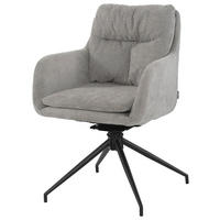 ARMLEHNSTUHL  Sitzfläche 180° drehbar, automatische Rückholfunktion Chenille  Grau, Schwarz  - Schwarz/Grau, MODERN, Textil/Metall (57.5/82/65cm) - Livetastic