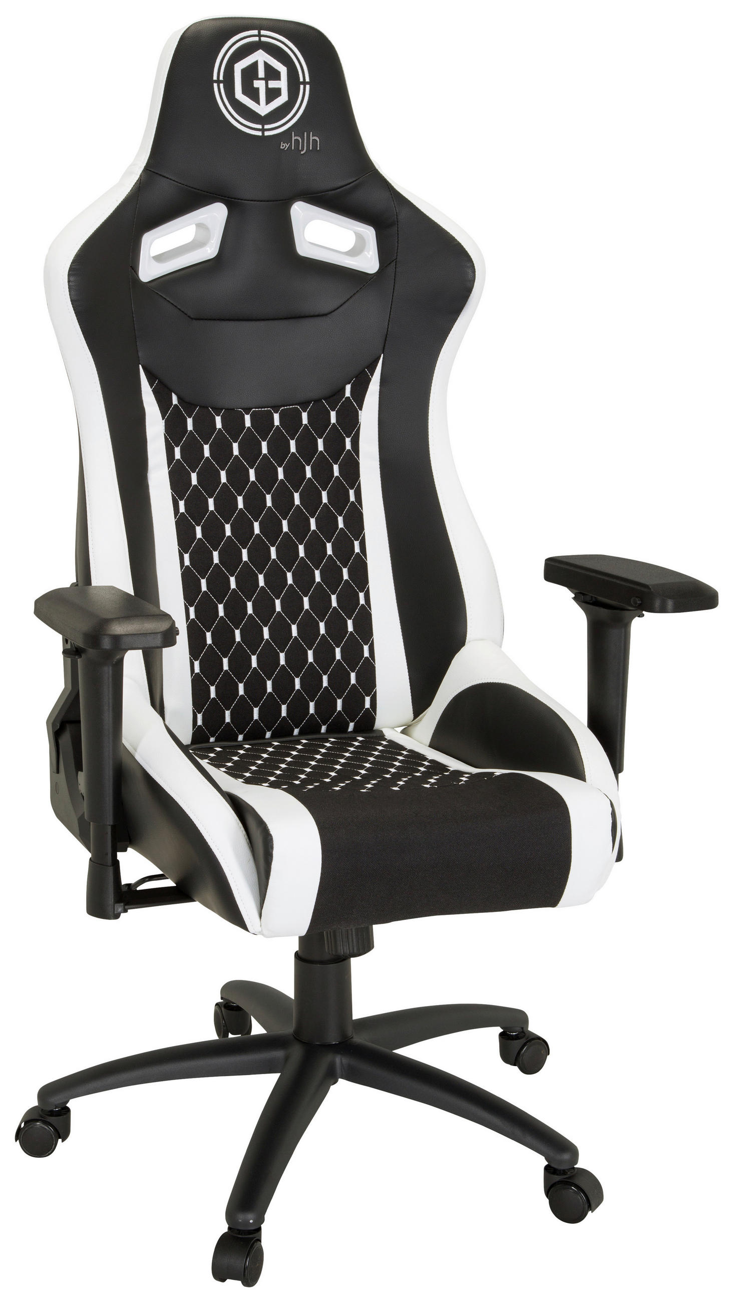 GAMINGSTUHL Schwarz, Weiß Textil   - Schwarz/Weiß, MODERN, Kunststoff/Textil (74/137/66cm) - MID.YOU