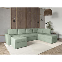 WOHNLANDSCHAFT TERMOLI in Jacquard Mintgrün  - Schwarz/Mintgrün, Design, Kunststoff/Textil (155/297/212cm) - MID.YOU