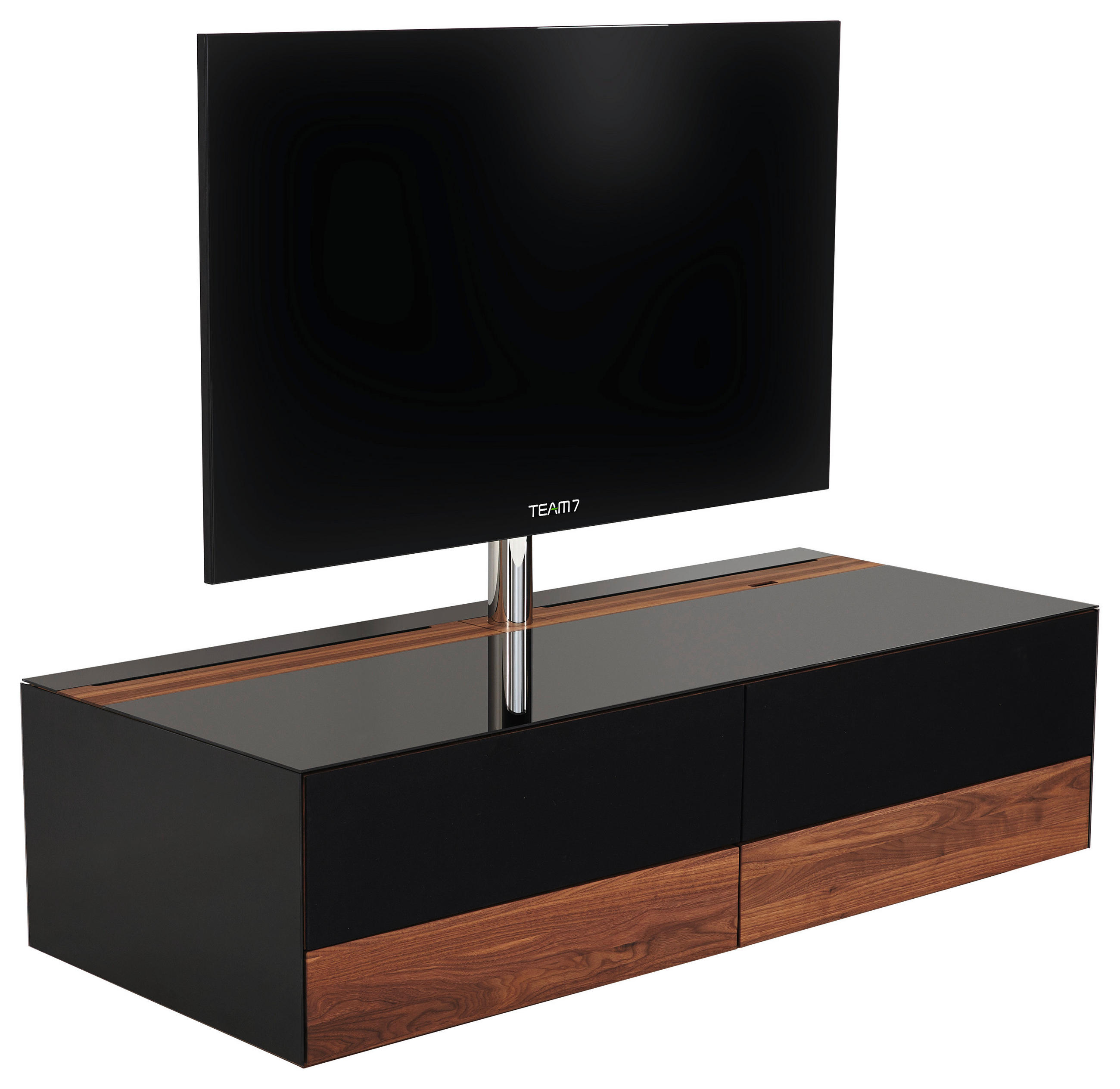 TV-ELEMENT 161,2/45,4/67 cm  - Nussbaumfarben/Schwarz, Design, Glas/Holz (161,2/45,4/67cm) - Team 7