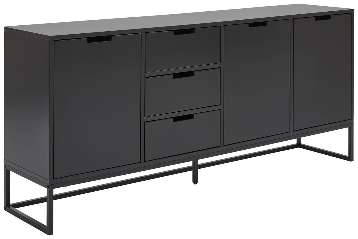 KOMODA, črna, antracit  - črna/antracit, Design, kovina/leseni material (180/79/40cm) - MID.YOU