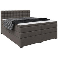 BOXSPRINGBETT 160/200 cm,  in Dunkelgrau, Bettkasten, Topper, Matratzen, H3 = fest  - Dunkelgrau/Schwarz, KONVENTIONELL, Kunststoff/Textil (160/200cm) - Boxxx