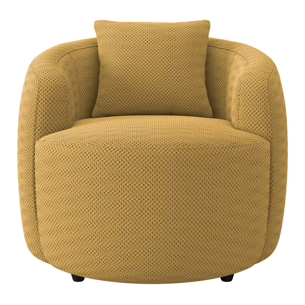 SESSEL in Velours, Struktur Senfgelb  - Senfgelb/Schwarz, MODERN, Kunststoff/Textil (81/74/81cm) - Livetastic