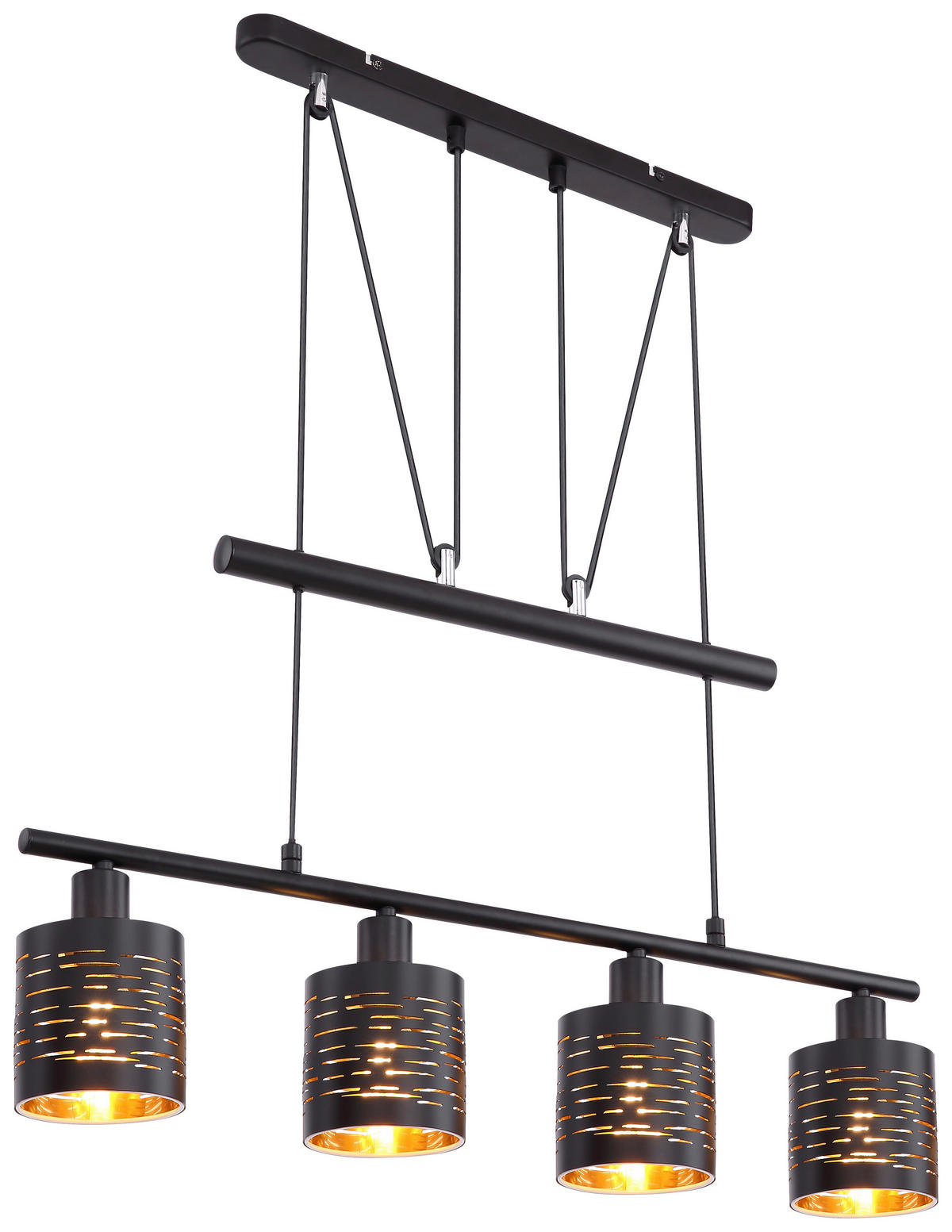 HÄNGELEUCHTE 70/10/180 cm  - Goldfarben/Schwarz, Design, Kunststoff/Metall (70/10/180cm) - Globo