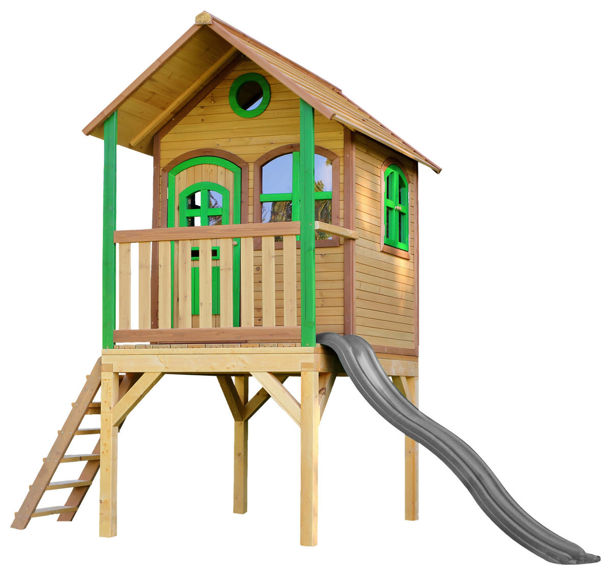 SPIELHAUS 318/272/191 cm  - Braun/Grau, KONVENTIONELL, Holz (318/272/191cm) - Ambia Garden