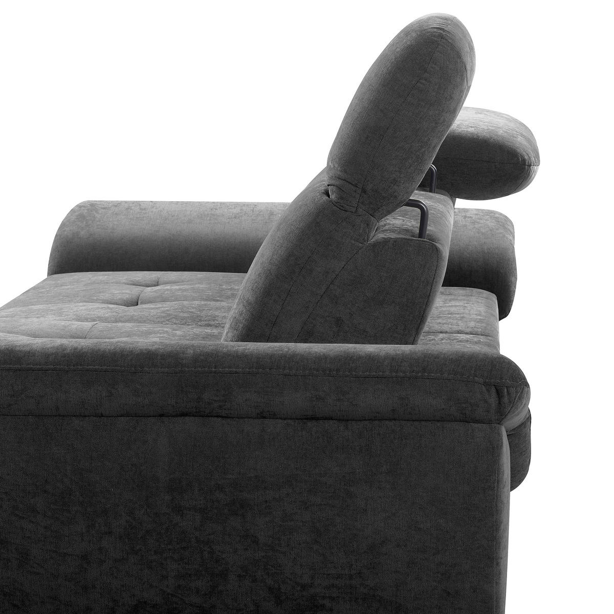 ECKSOFA  Webstoff Schwarz  - Schwarz, Design, Textil/Metall (268/195cm) - Livetastic