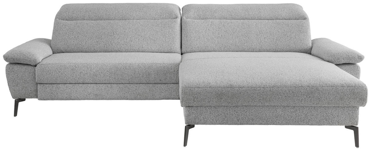 ECKSOFA Struktur Hellgrau  - Hellgrau/Schwarz, Konventionell, Textil/Metall (300/178cm) - Livetastic