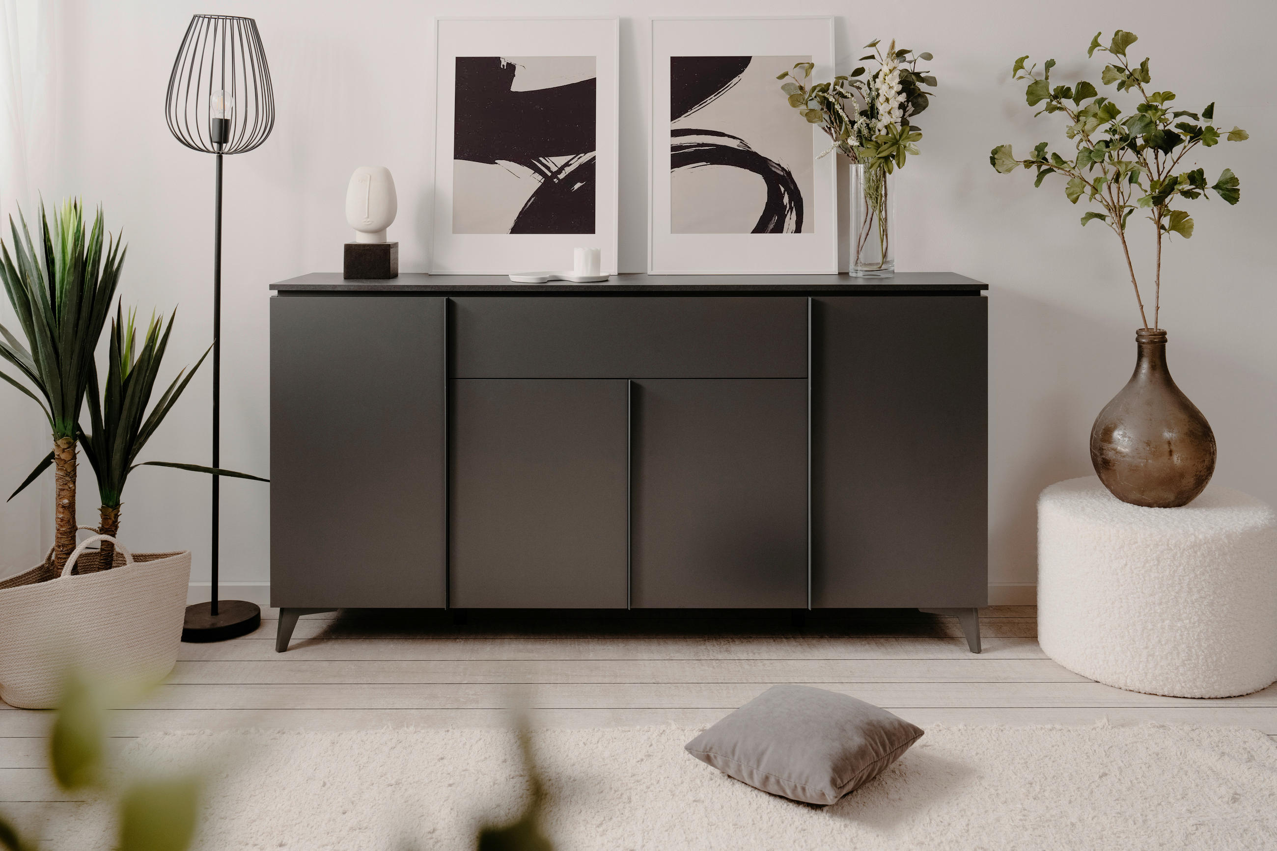 SIDEBOARD  in 177/92/40 cm  - Schieferfarben/Anthrazit, KONVENTIONELL, Holzwerkstoff/Kunststoff (177/92/40cm) - Carryhome