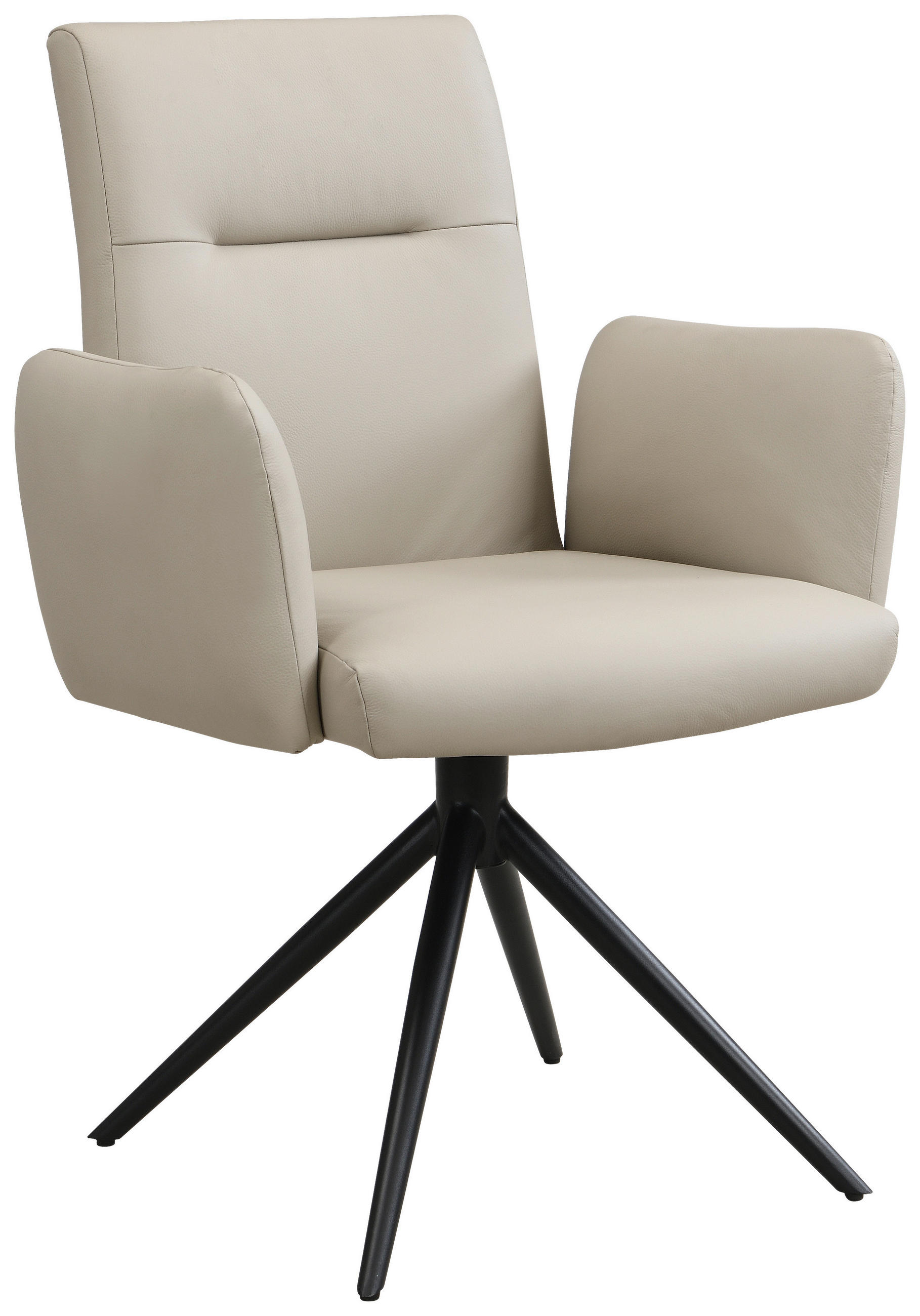 ARMLEHNSTUHL  Sitzfläche 360° drehbar, automatische Rückholfunktion  Echtleder  - Beige/Schwarz, Trend, Leder/Metall (63/89/62cm) - Novel